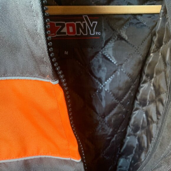 Motorcycle Jacket, Black with Orange Accents & Removable Quilted Liner, Medium - Picture 5 of 6